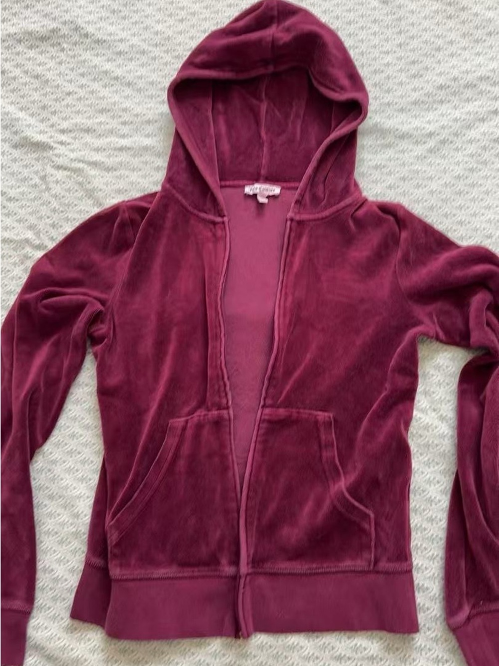 Juicy Couture Plush Velour Hoodie in Berry